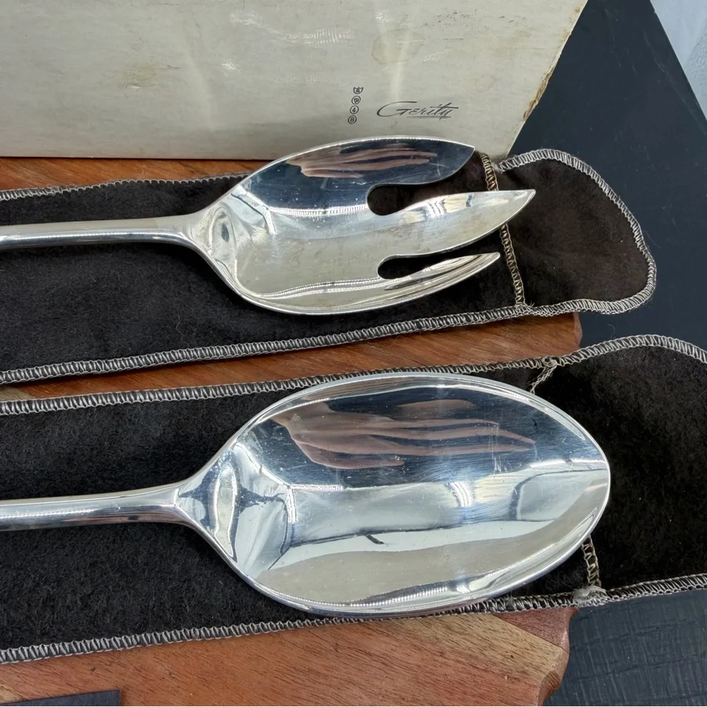Gerity‎ G-48 Georgian silverplate serving spoon and salad fork set